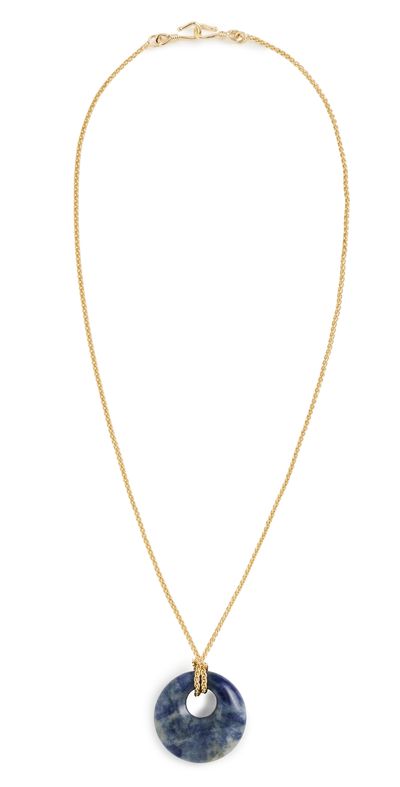 SHASHI SHASHI Lapis Pendant Rope Chain Necklace Lapis One