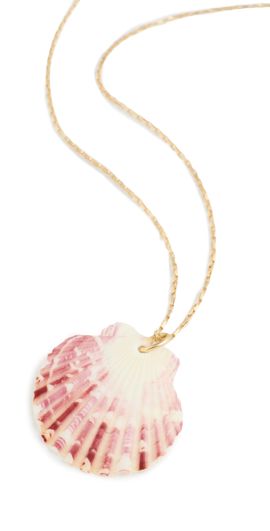 SHASHI SHASHI Long Chain Scallop Shell Necklace Gold One