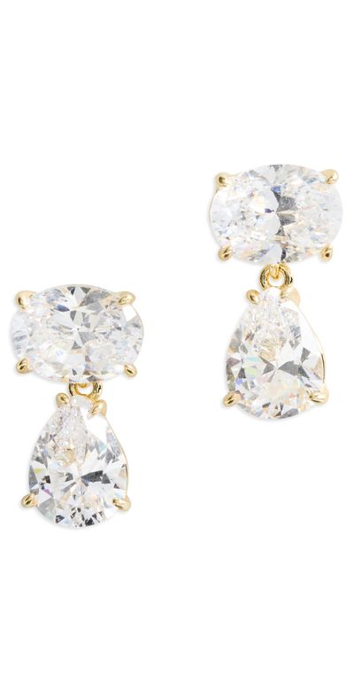 SHASHI SHASHI Oval Pear Drop Earrings Gold One