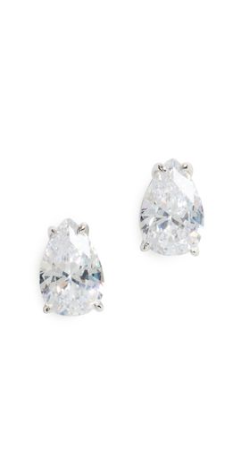 SHASHI SHASHI Pear Diamond Stud Earrings Silver One