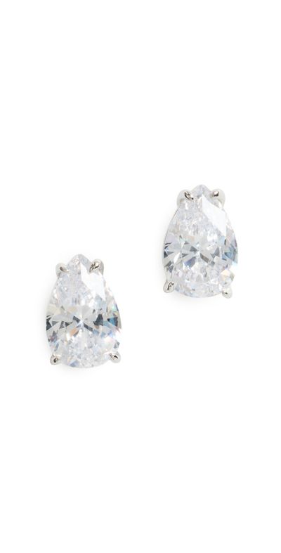 SHASHI SHASHI Pear Diamond Stud Earrings Silver One