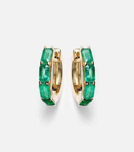 Shay Jewelry Shay Jewelry 18kt gold huggie earrings with emeralds