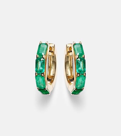 Shay Jewelry Shay Jewelry 18kt gold huggie earrings with emeralds