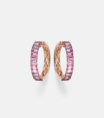 Shay Jewelry Shay Jewelry 18kt rose gold hoop earrings with sapphires and amethysts