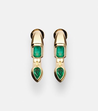 Shay Jewelry Shay Jewelry Bypass 18kt gold earrings with emeralds