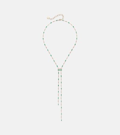 Shay Jewelry Shay Jewelry Cascade Y 18kt gold necklace with emeralds and diamonds