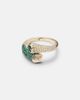 Shay Jewelry Shay Jewelry Mixed Bypass 18kt gold ring with emeralds and diamonds - 1