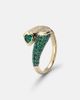 Shay Jewelry Shay Jewelry Mixed Bypass 18kt gold ring with emeralds and diamonds - 4