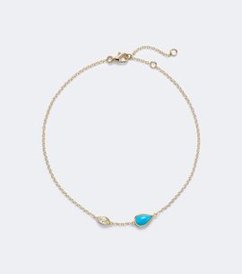 Shay Jewelry Shay Jewelry Riviera 18kt gold anklet with turquoise and diamond