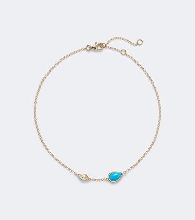 Shay Jewelry Shay Jewelry Riviera 18kt gold anklet with turquoise and diamond