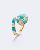 Shay Jewelry Shay Jewelry Riviera 18kt gold pinky ring with turquoise and diamonds - 4