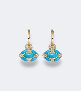 Shay Jewelry Shay Jewelry Riviera Petite 18kt gold huggie earrings with turquoises and diamonds