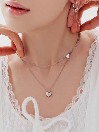 Shertz Chain Layered Heart Pendant Necklace