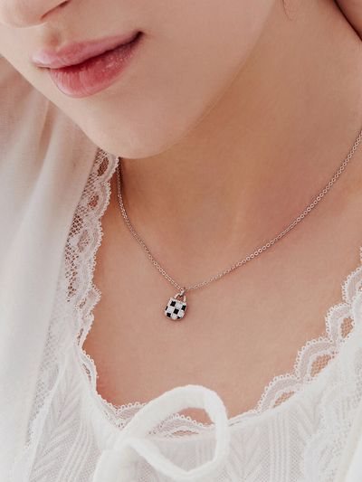 Shertz Epoxy Checkerboard Lock Necklace (24K)