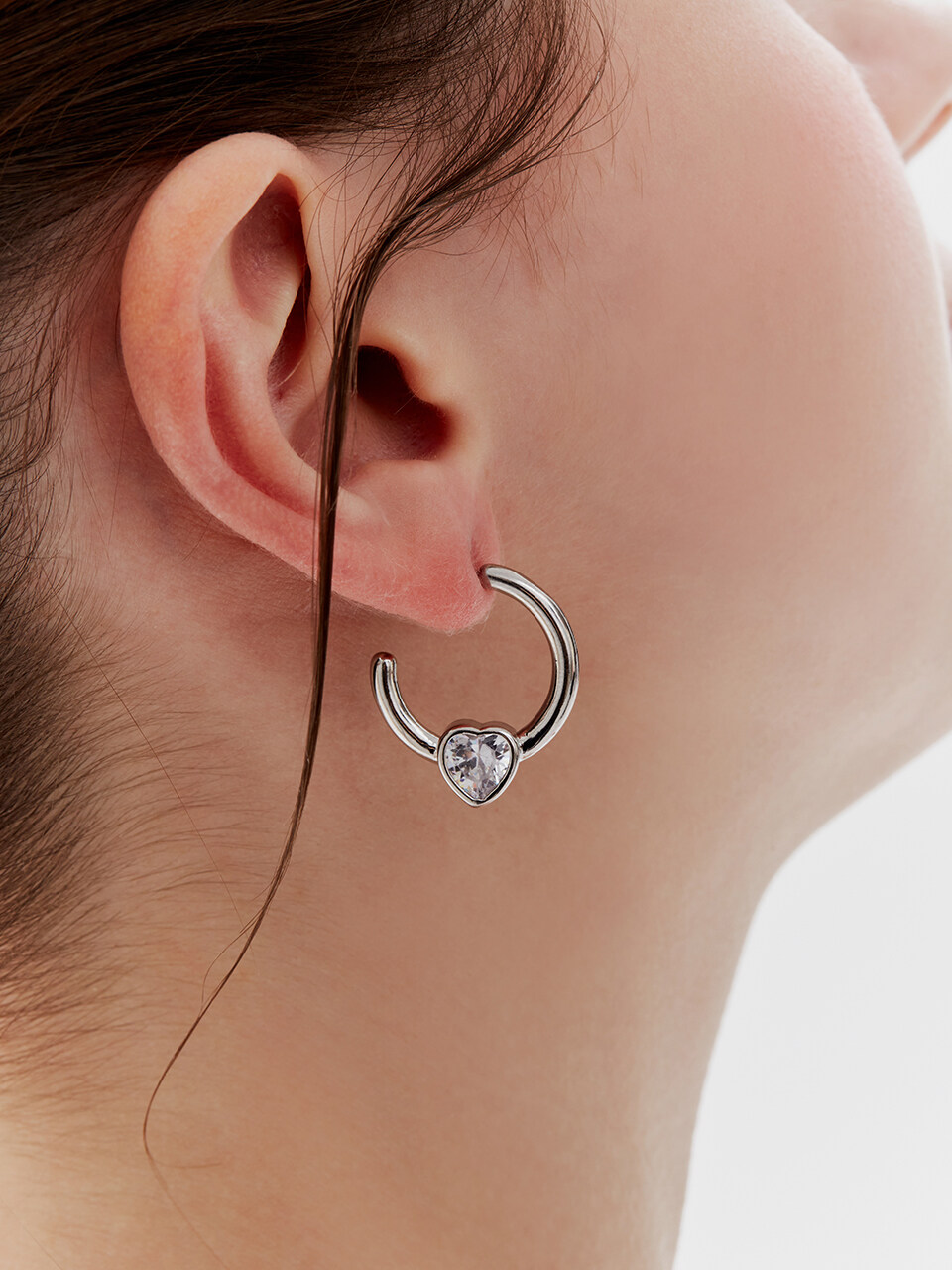 Shertz Hoop Ring Heart Cubic Earring