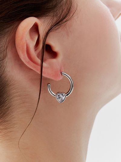 Shertz Hoop Ring Heart Cubic Earring