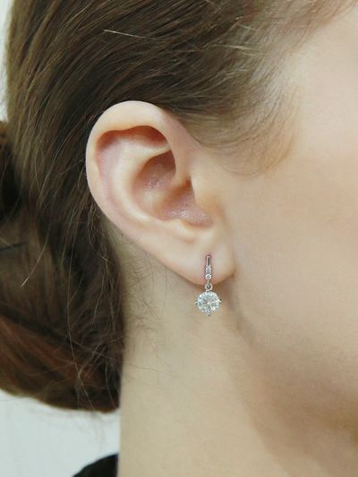 Shertz Moissanite Combi Stud Earrings ( Silver 925 )