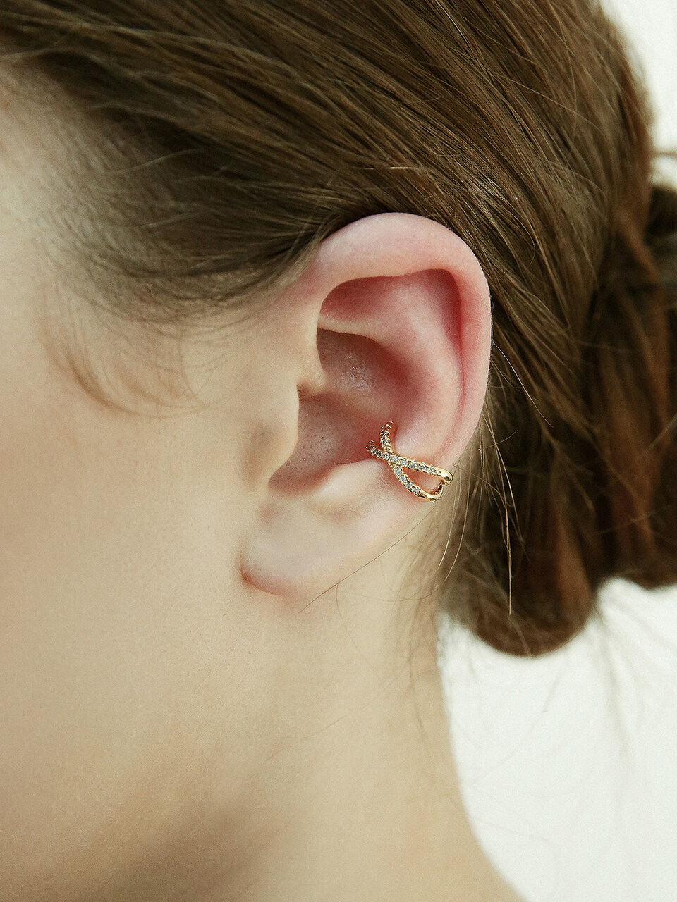 Shertz Pave Cubic X Layered Earcuff (24K)