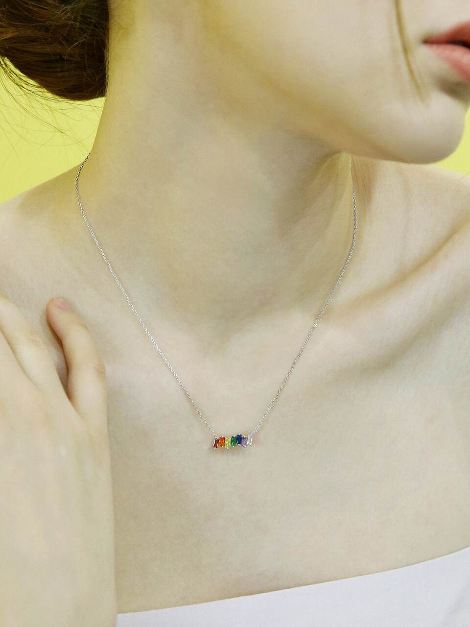 Shertz Rainbow Combi Cubic Necklace ( 14K )