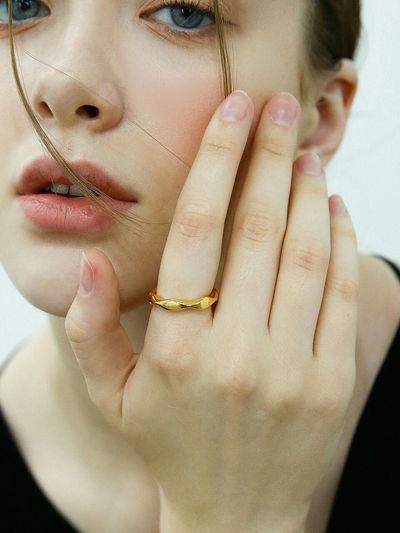 Shertz Rough Wave Open Ring ( 24 K )