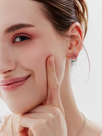 Shertz Smile Rainbow Cubic Kitschy Earrings