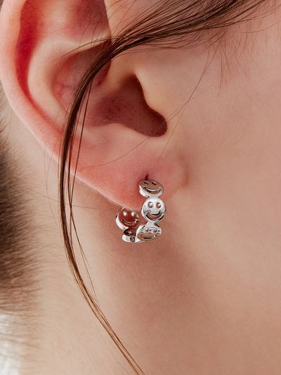 Shertz Smiley Ball One-touch Ring Earrings