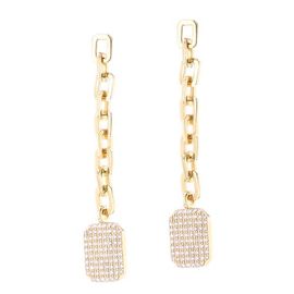 Sheryl Lowe Sheryl Lowe 14k Link Drop with Pave Sheild Earrings