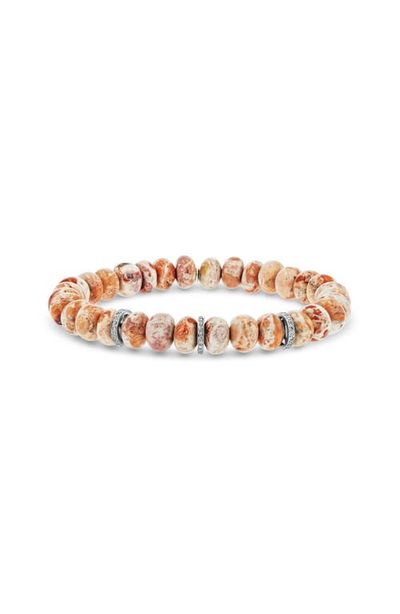 Sheryl Lowe Sheryl Lowe Mexican Fire Opal 8MM Bead Bracelet With 3 Diamond Rondelles