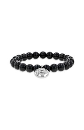 Sheryl Lowe Sheryl Lowe Onyx 8MM Bead Bracelet With Diamond  Yin Yang Charm