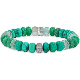 Sheryl Lowe Sheryl Lowe Turquoise Mix 8mm Bead Bracelet with Diamond Donut