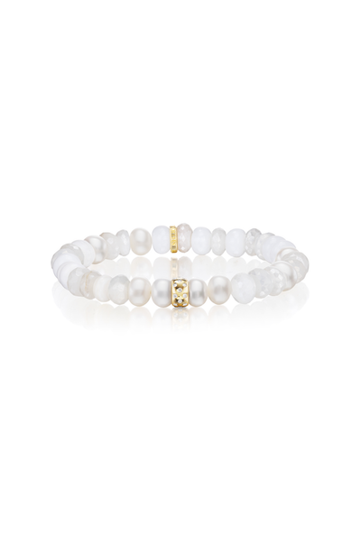 Sheryl Lowe Sheryl Lowe White Mix Bracelet with Scattered Diamond Rondelle