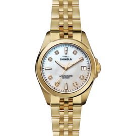 Shinola Shinola Circadian Monster Mother-of-Pearl & Diamond Automatic Bracelet Watch, 36mm