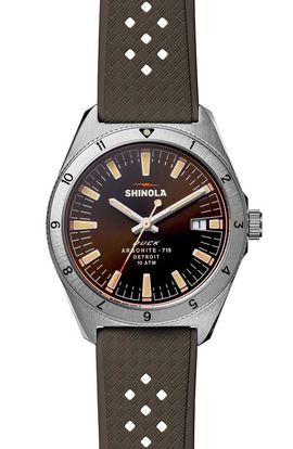 Shinola Shinola Duck Brown Rubber Strap Watch, 40mm