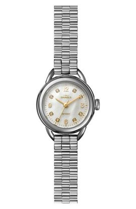 Shinola Shinola Runabout Mother-of-Pearl & Diamond Bracelet Watch, 25mm