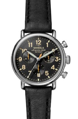 Shinola Shinola Runwell Chronograph Leather Strap Watch, 37mm