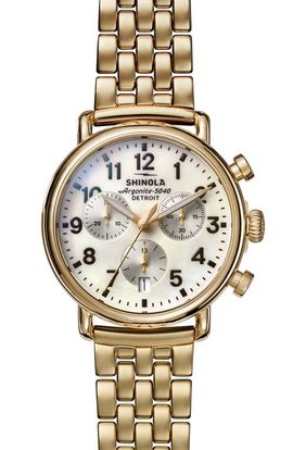 Shinola Shinola Runwell Mother-of-Pearl Chronograph Bracelet Watch, 37mm
