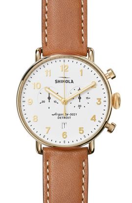 Shinola Shinola The Canfield Chrono Leather Strap Watch, 43mm