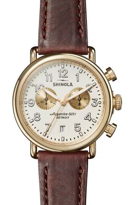 Shinola Shinola 'The Runwell Chrono' Leather Strap Watch, 41mm