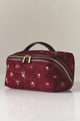 Shiraleah Shiraleah Exclusive Faux Suede Embroidered Cosmetic Bag