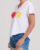 SHIRTY SHIRTY Raw Edge Appliqué V-Neck Cotton Blend T-Shirt - 3