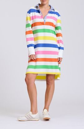 SHIRTY SHIRTY Summer Stripe Oversize Long Sleeve Stretch Cotton Shirtdress
