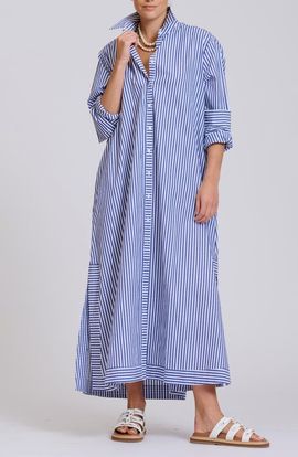 SHIRTY SHIRTY Sybil Stripe Long Sleeve Cotton Shirtdress