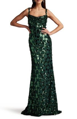 SHO by Tadashi Shoji SHO by Tadashi Shoji Sequin & Fringe Gown
