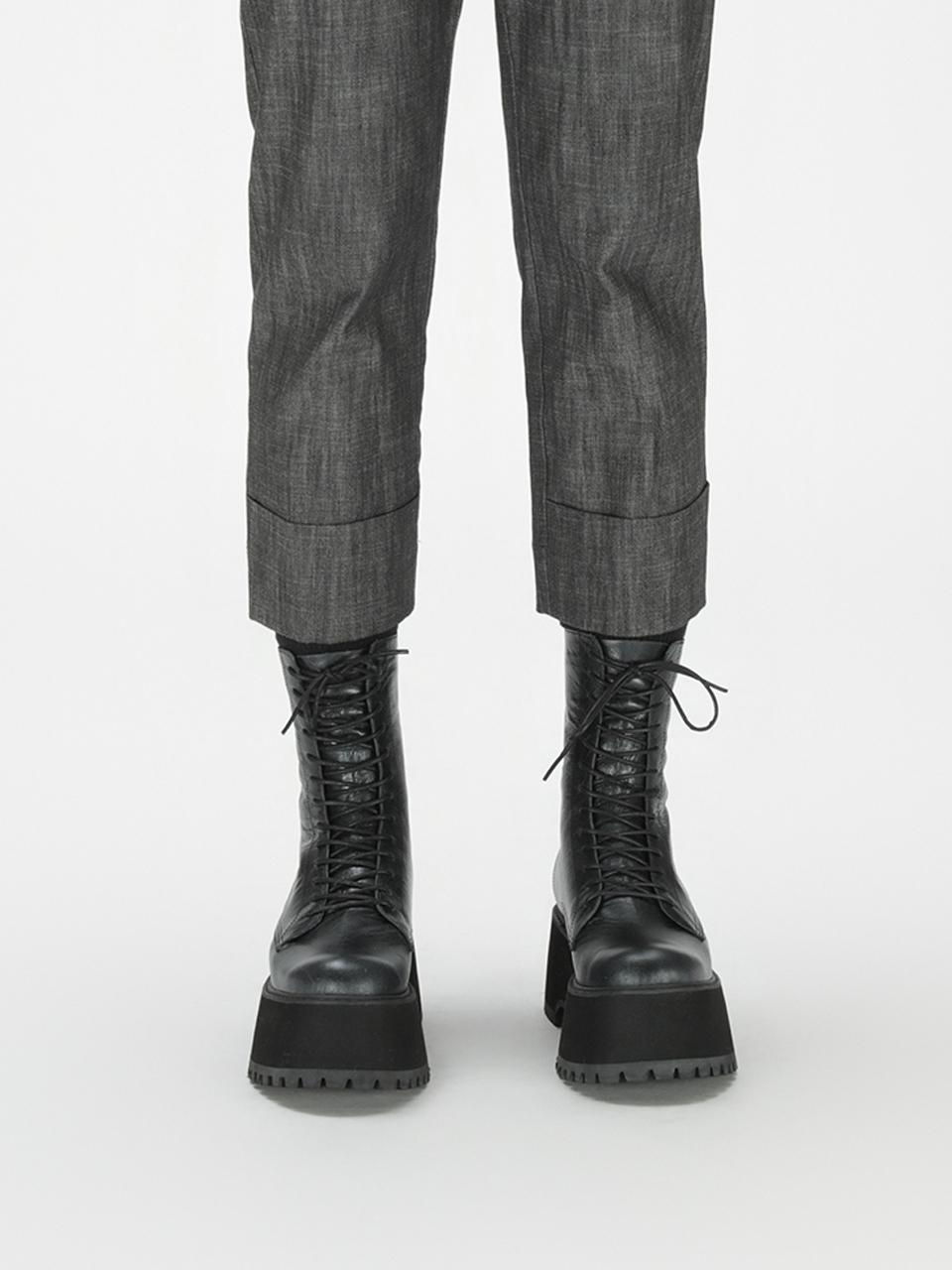 SHOE BY CHOI Crack Cowhide Skinny Whole Groove Walker (7cm)-Bei