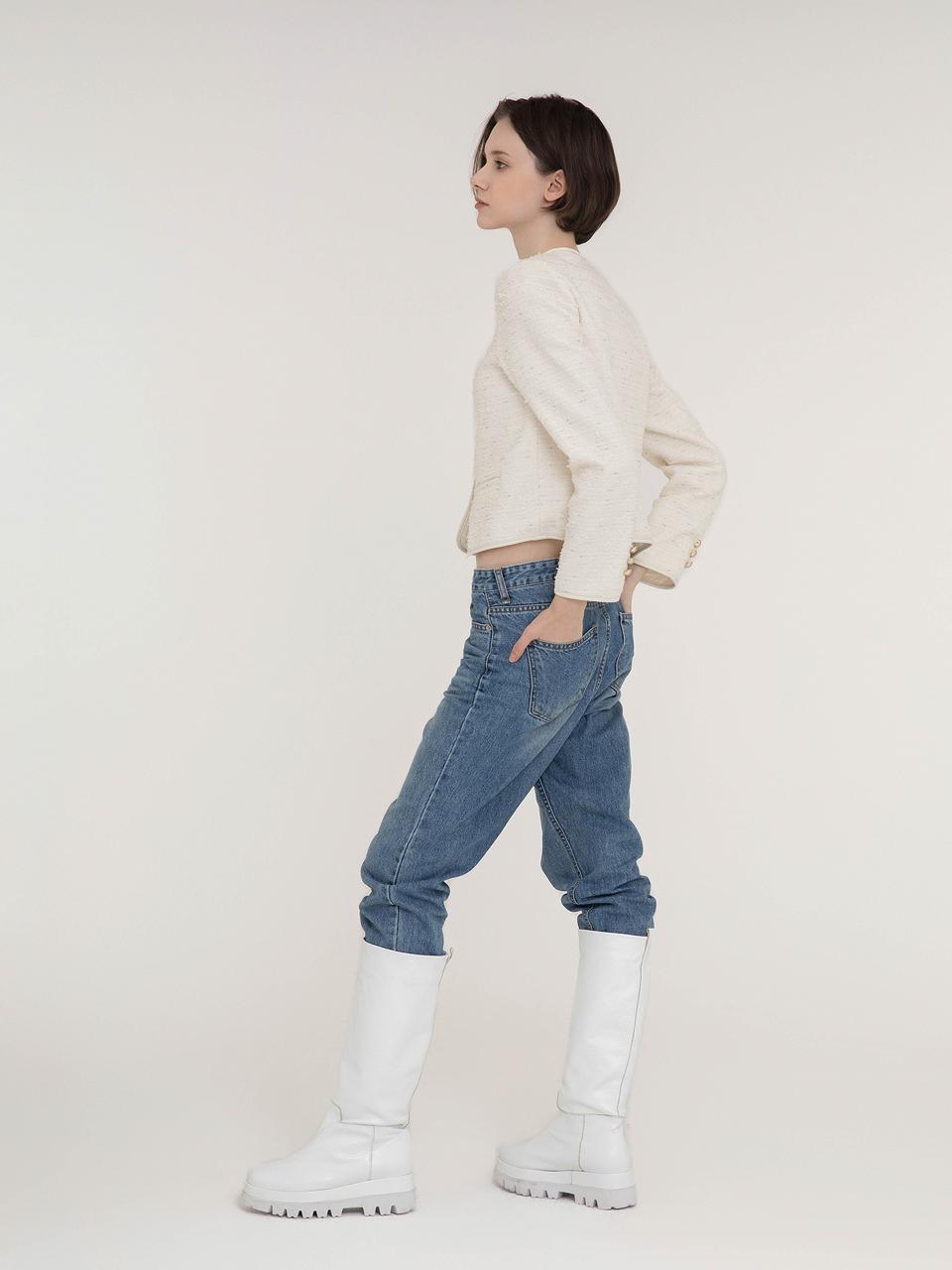 SHOE BY CHOI Goat White Platform Long Boots (6.5cm)
