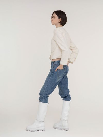 SHOE BY CHOI Goat White Platform Long Boots (6.5cm)