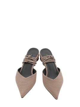 SHOE BY CHOI round wood hoop pointed strap mule (4cm)- pink bei