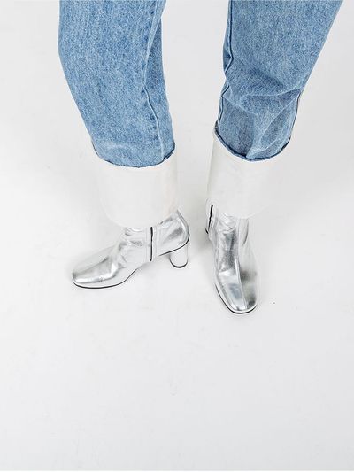 SHOE BY CHOI Side incision details leather ankle boots (5cm)-wh