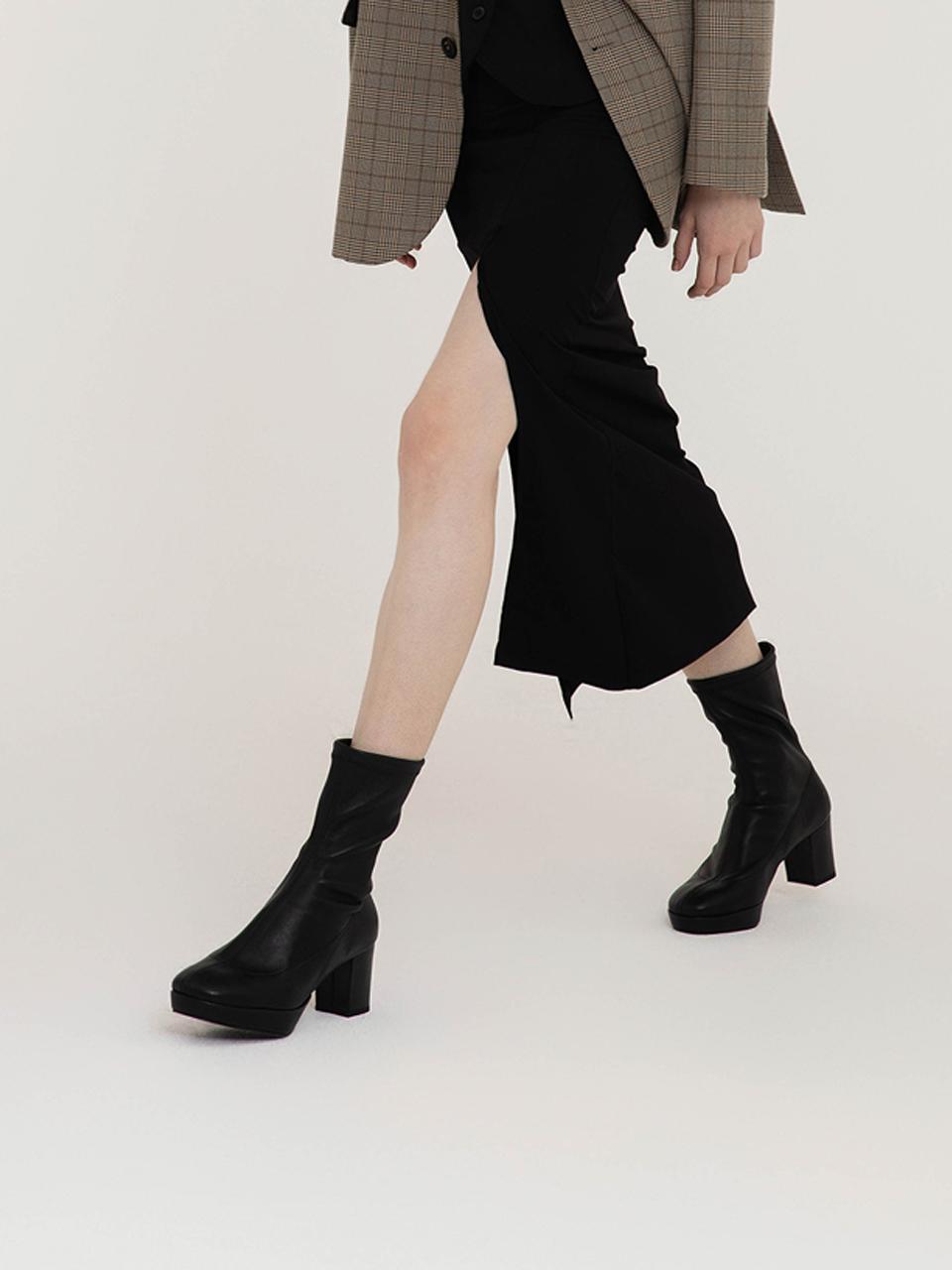 SHOE BY CHOI Stretch Gavo Middle Boots (7cm)_Olive Green, Black