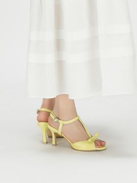SHOE BY CHOI T Strap Ribbon Sandals (7cm)_Lemon Butter